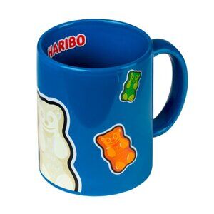 Haribo Gummy Bears Coffee Tea Mug Cup Blue Collectible Colourful Gold Gummies